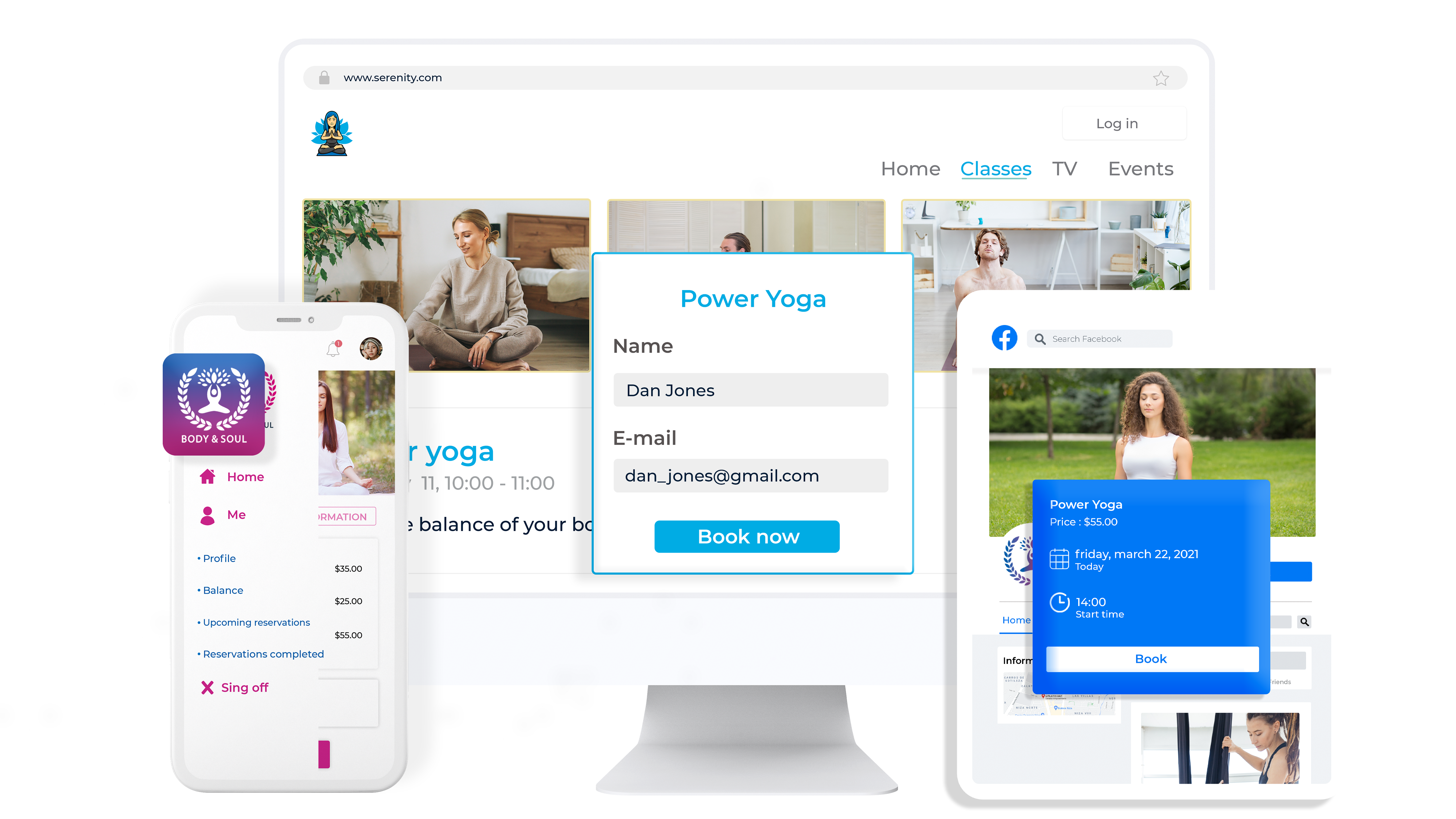 Online Booking and Branded App Yoga Studio